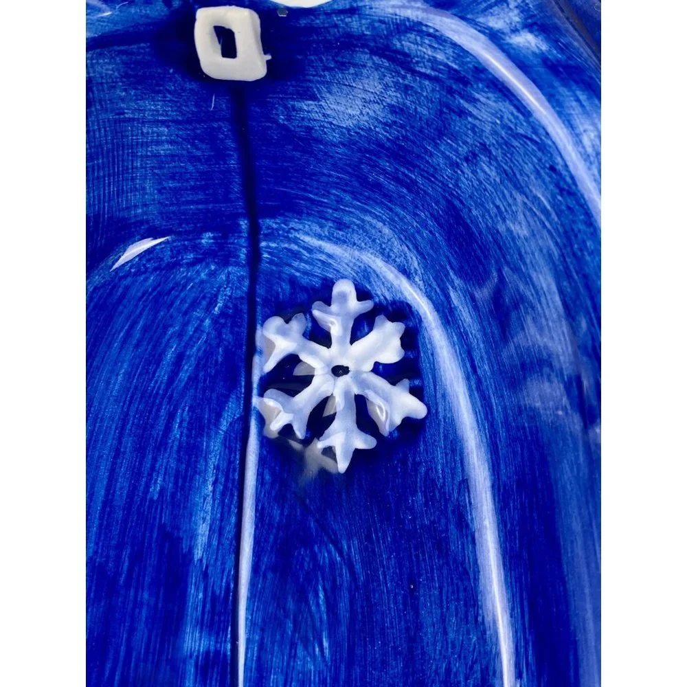 Blizzard Cooks Club Snowflake candy dish,‎ 1998, Christmas blue bear Dish